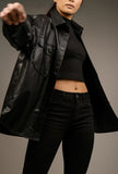 Alice Faux Leather Shirt With Pockets - Little Black Pistol