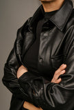 Alice Faux Leather Shirt With Pockets - Little Black Pistol