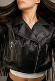 Quatro Faux Leather Jacket with Long Fringe - Little Black Pistol